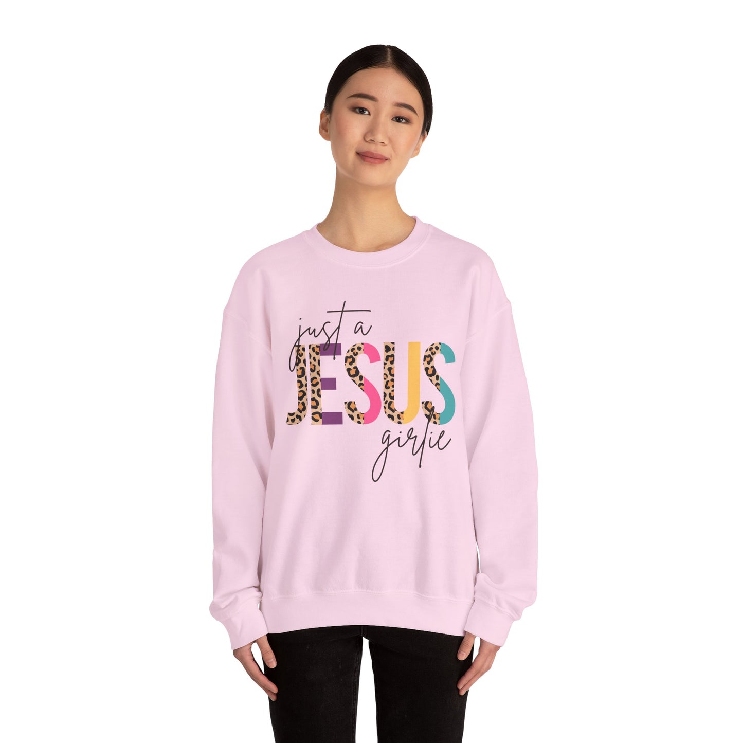 Just a Jesus Girlie Shirt, Christian Sweatshirt for Women & Girls, Faith Tee, Leopard Print Bible Verse Top, Psalm 139:14