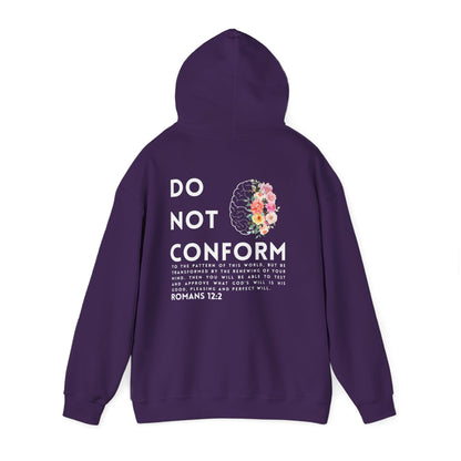 Hoodie Do Not Conform brain with flowers Tee | Romans 12:2 religious sweatshirt