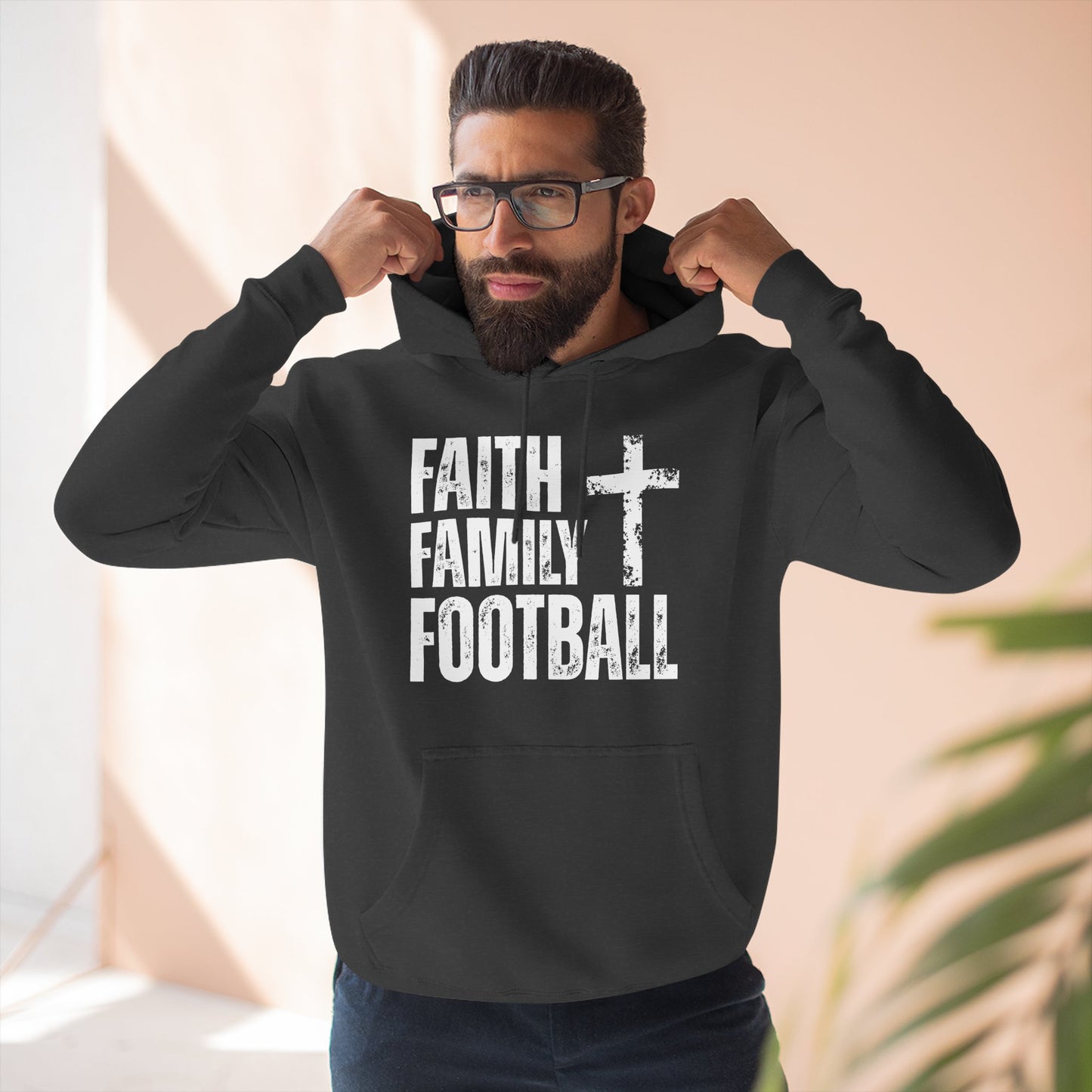 Faith Family Football Hoodie | Christian Fall Sweatshirt