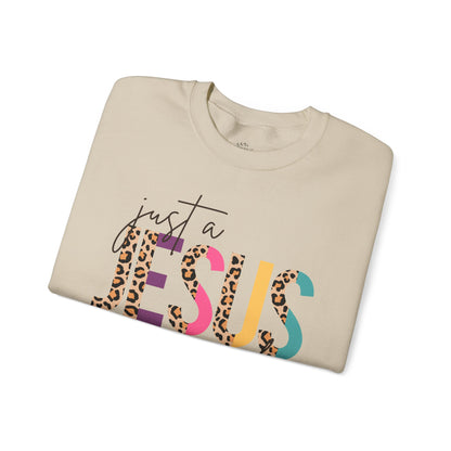Just a Jesus Girlie Shirt, Christian Sweatshirt for Women & Girls, Faith Tee, Leopard Print Bible Verse Top, Psalm 139:14
