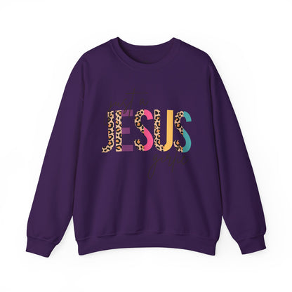 Just a Jesus Girlie Shirt, Christian Sweatshirt for Women & Girls, Faith Tee, Leopard Print Bible Verse Top, Psalm 139:14