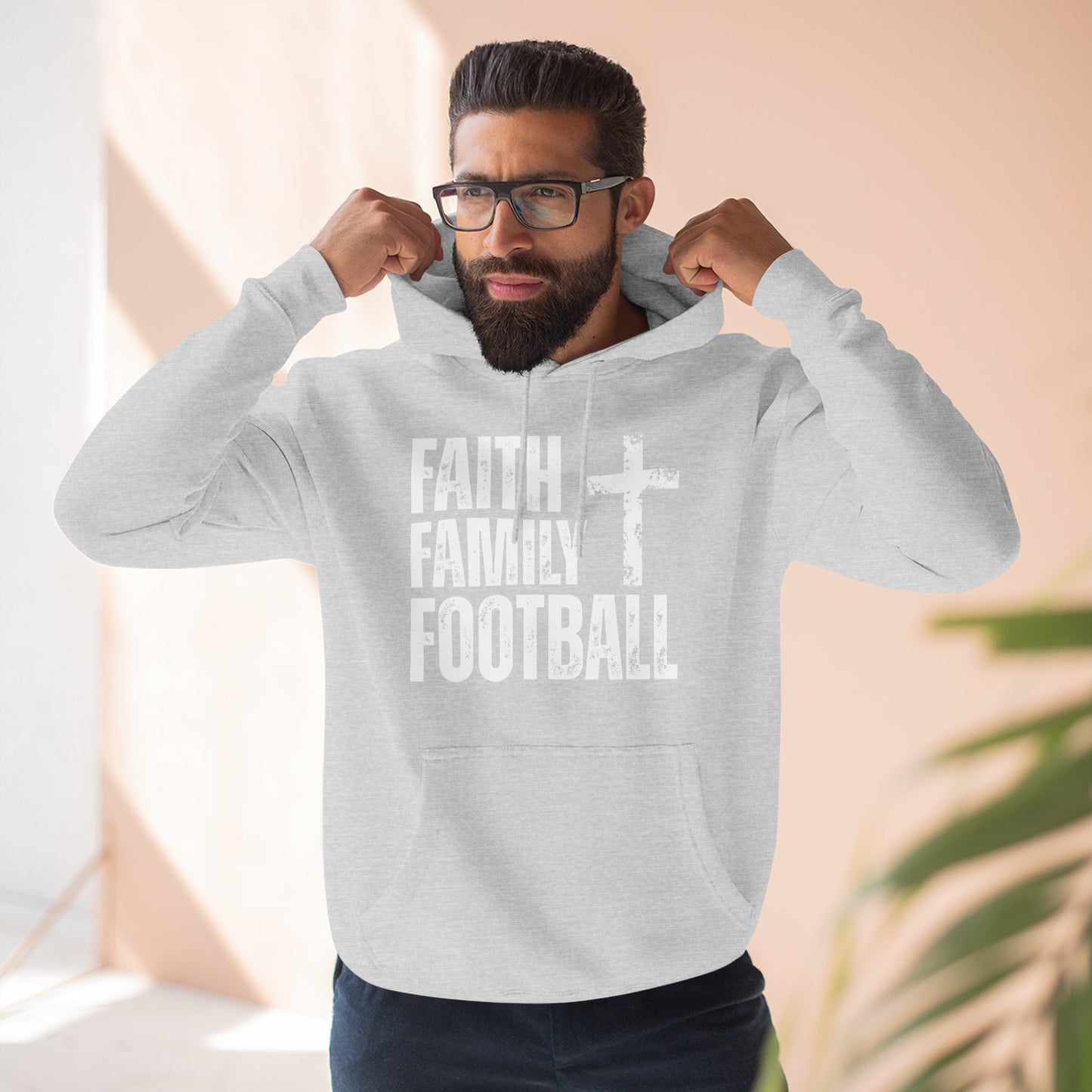 Faith Family Football Hoodie | Christian Fall Sweatshirt