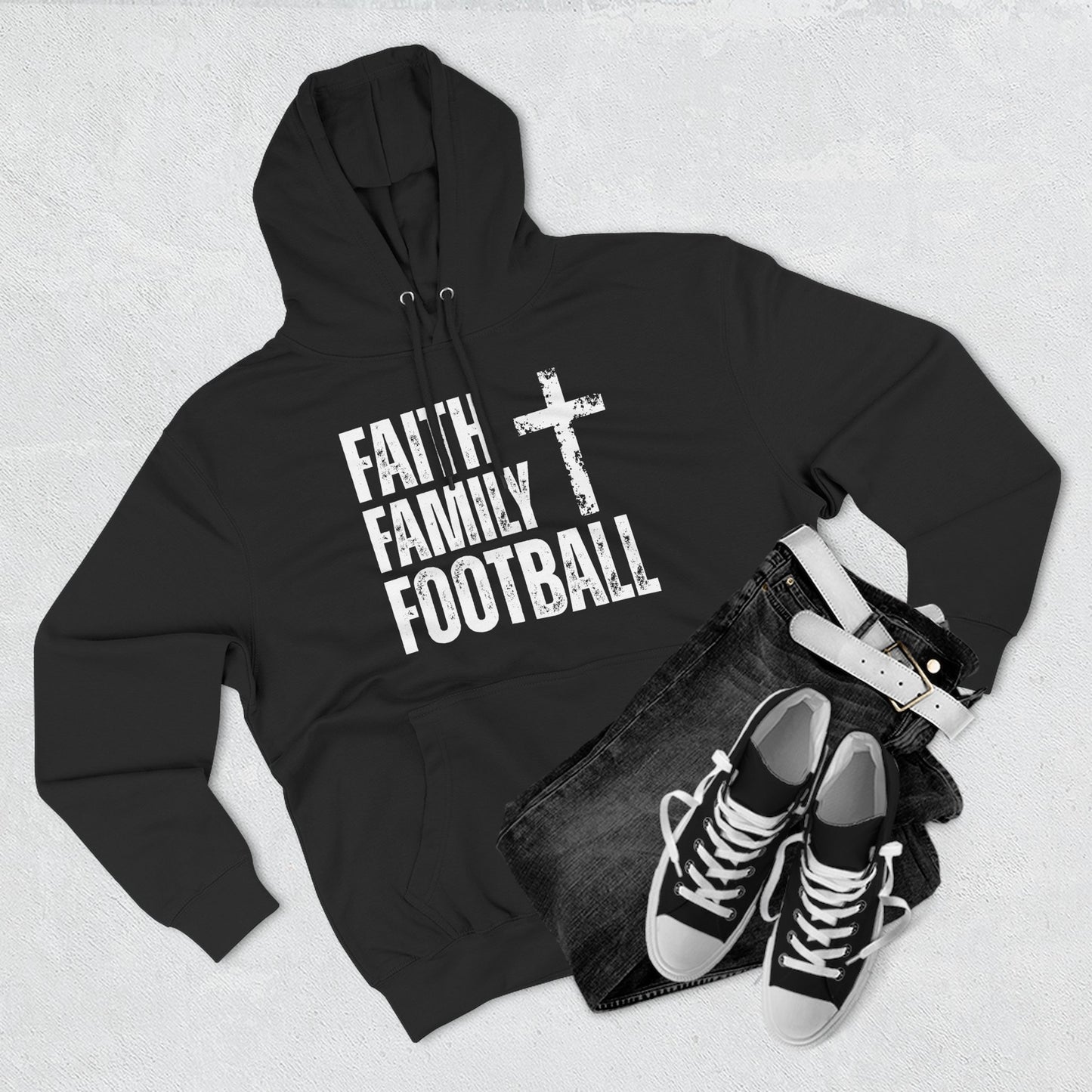 Faith Family Football Hoodie | Christian Fall Sweatshirt