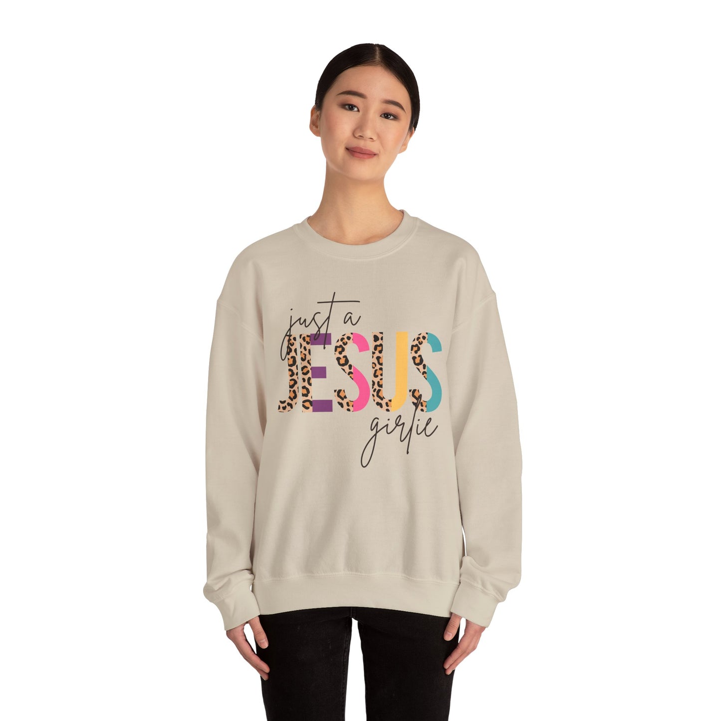 Just a Jesus Girlie Shirt, Christian Sweatshirt for Women & Girls, Faith Tee, Leopard Print Bible Verse Top, Psalm 139:14