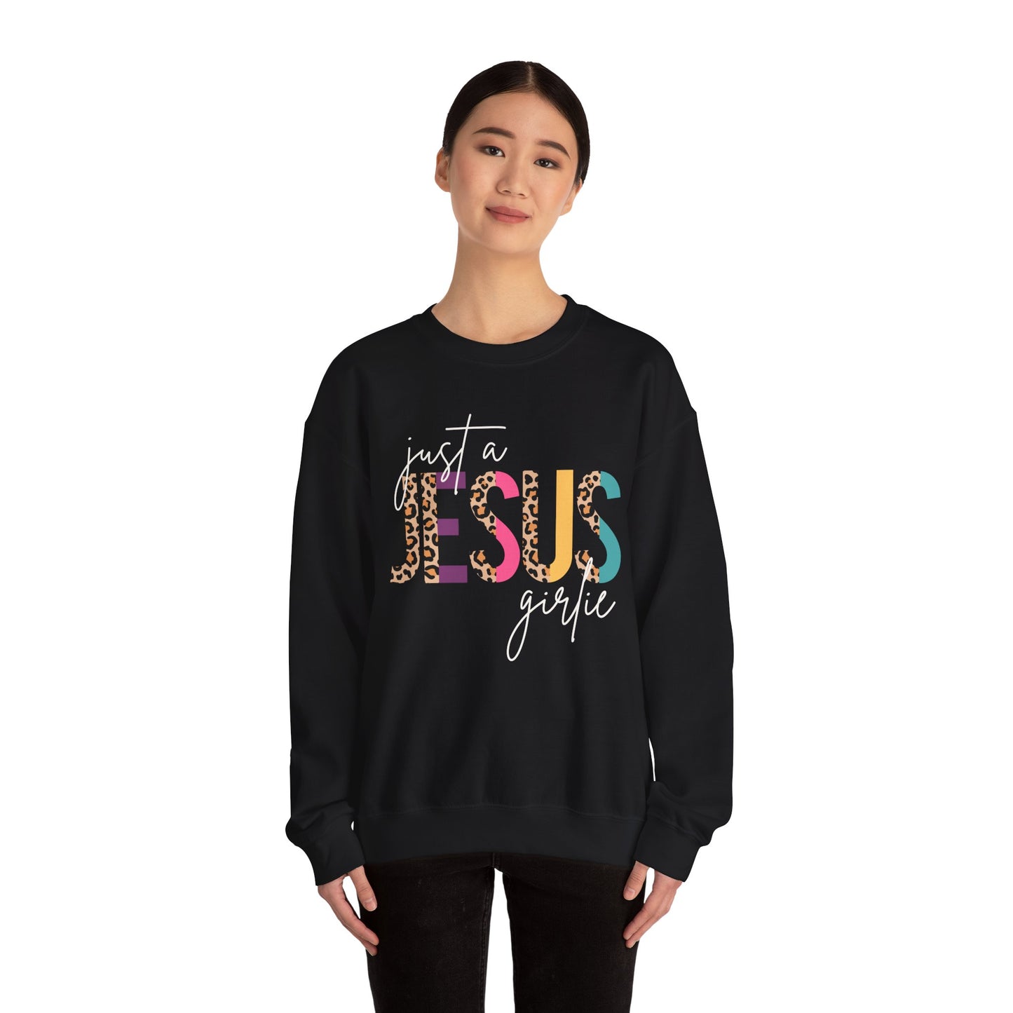 Just a Jesus Girlie Shirt, Christian Sweatshirt for Women & Girls, Faith Tee, Leopard Print Bible Verse Top, Psalm 139:14