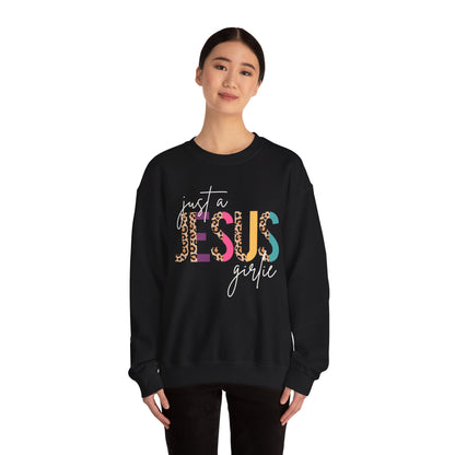 Just a Jesus Girlie Shirt, Christian Sweatshirt for Women & Girls, Faith Tee, Leopard Print Bible Verse Top, Psalm 139:14