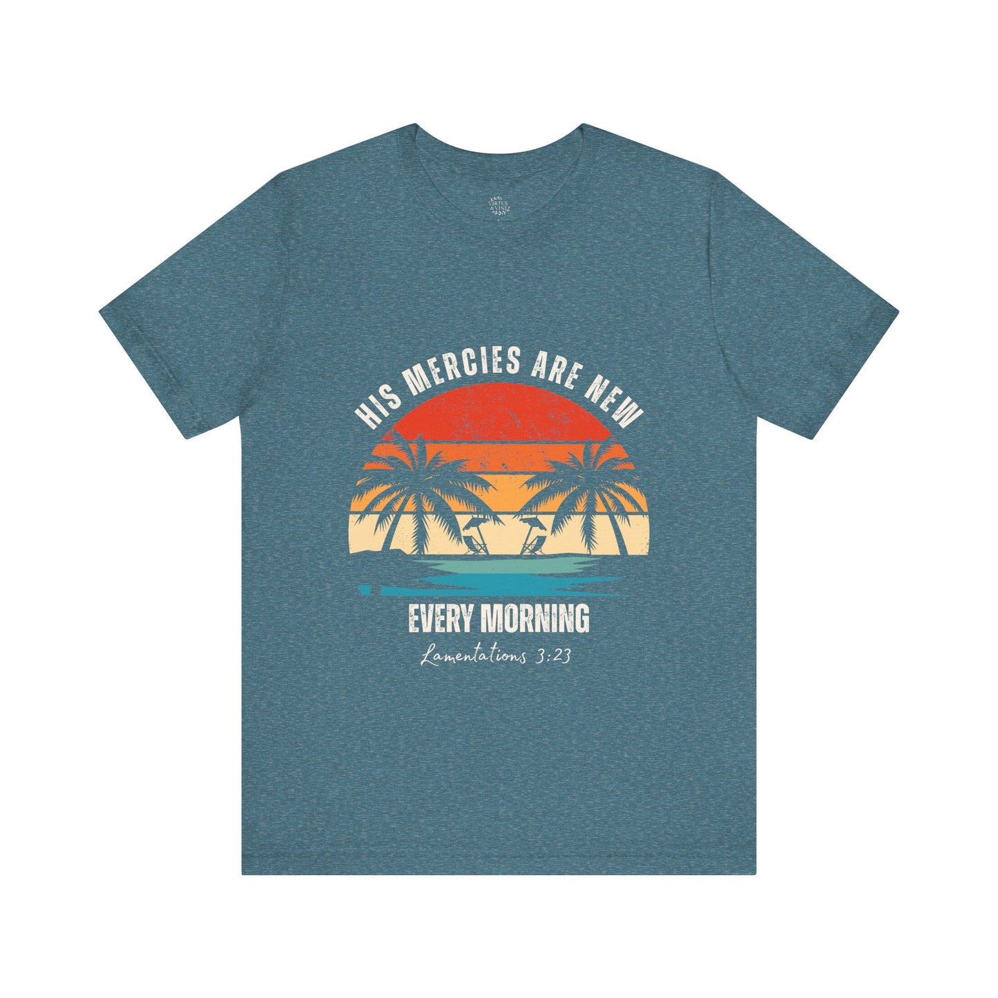 His Mercies Are New - Vintage Retro Tropical Sunset T-Shirt