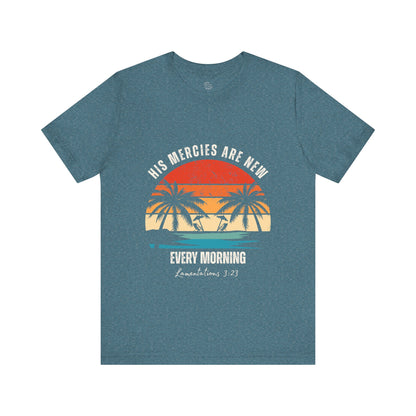 His Mercies Are New - Vintage Retro Tropical Sunset T-Shirt