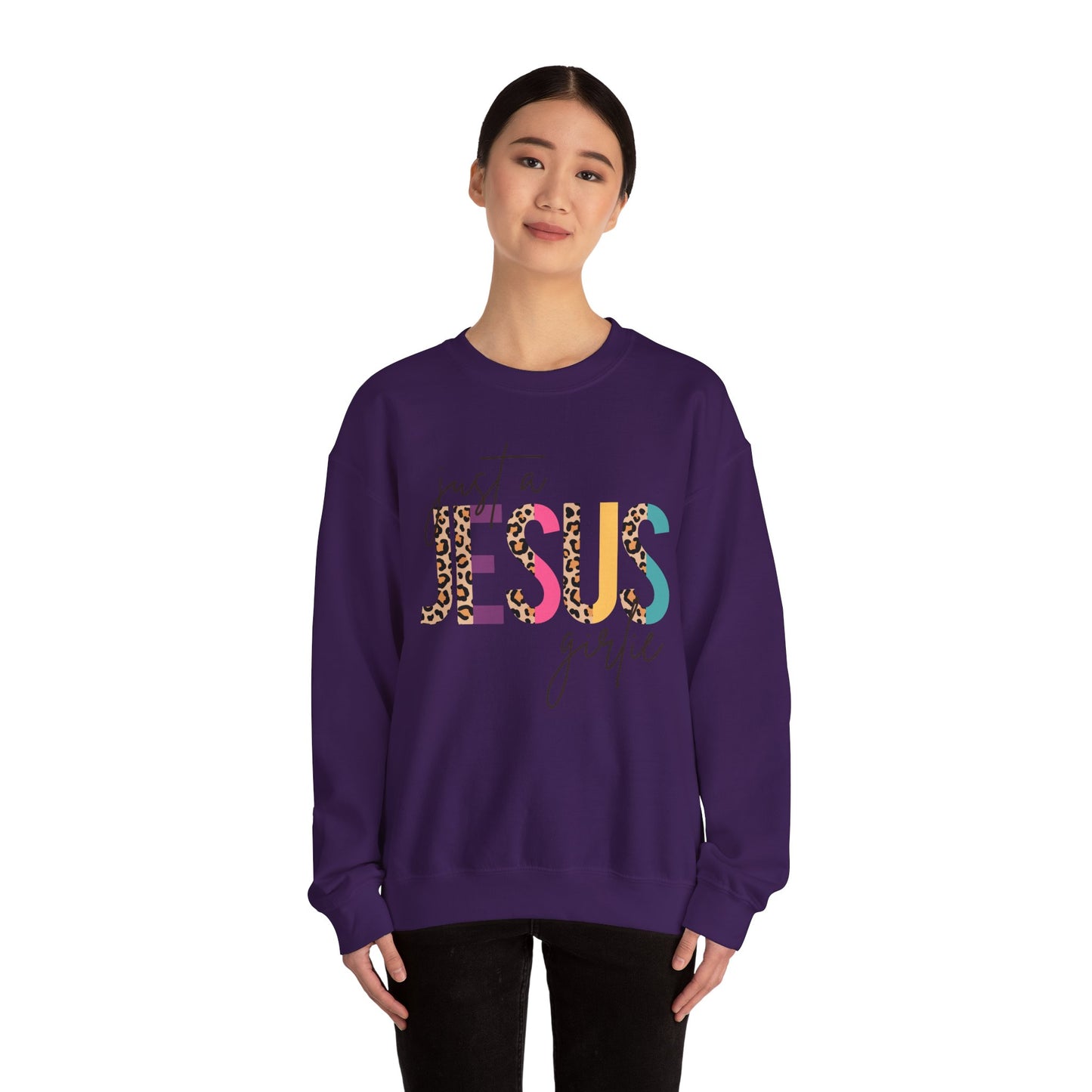 Just a Jesus Girlie Shirt, Christian Sweatshirt for Women & Girls, Faith Tee, Leopard Print Bible Verse Top, Psalm 139:14