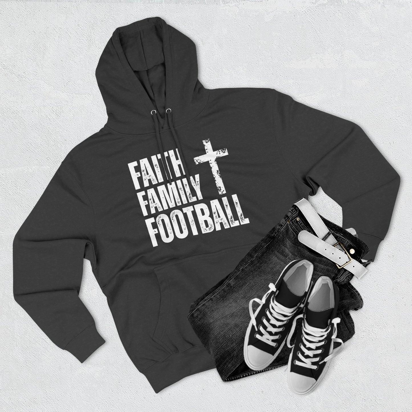 Faith Family Football Hoodie | Christian Fall Sweatshirt