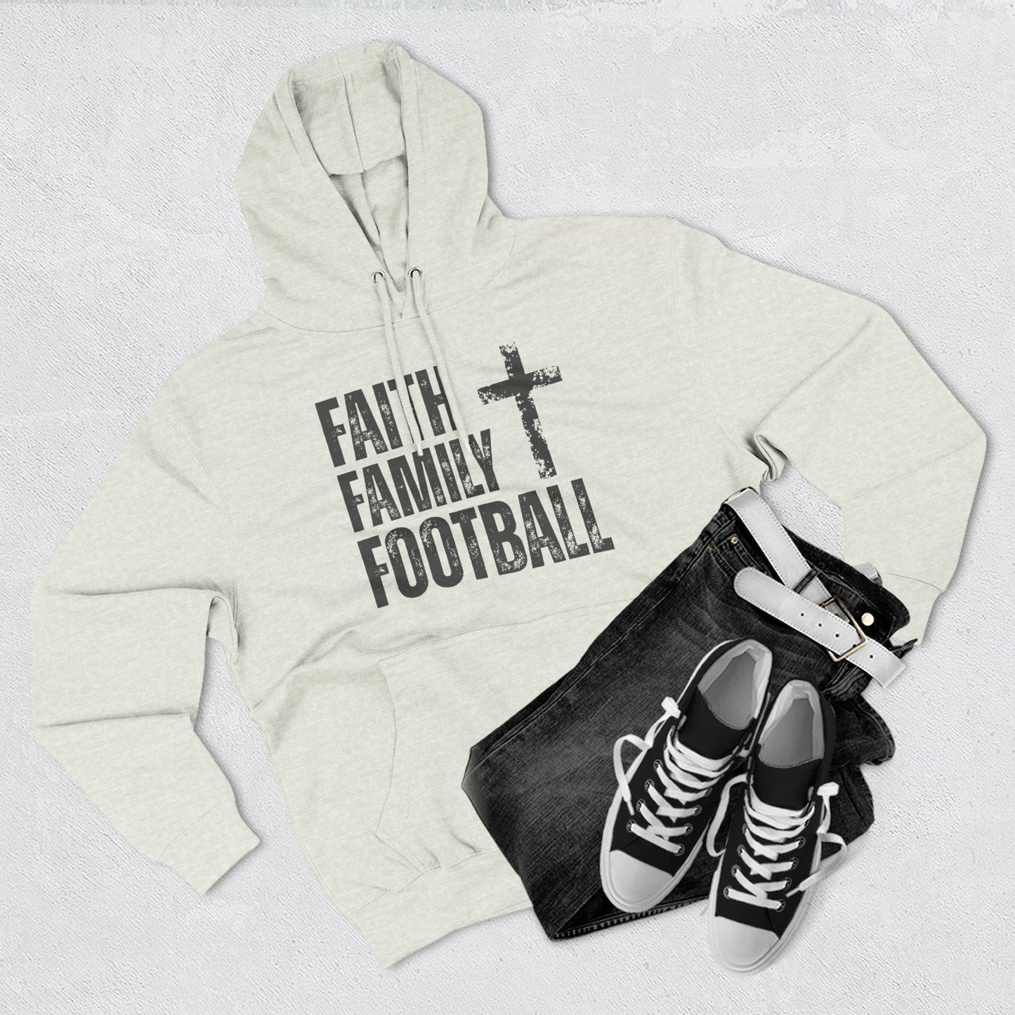 Faith Family Football Hoodie | Christian Fall Sweatshirt