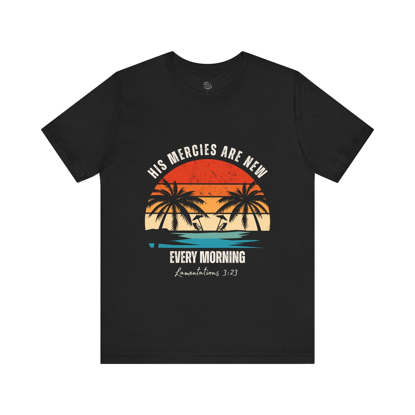 His Mercies Are New - Vintage Retro Tropical Sunset T-Shirt