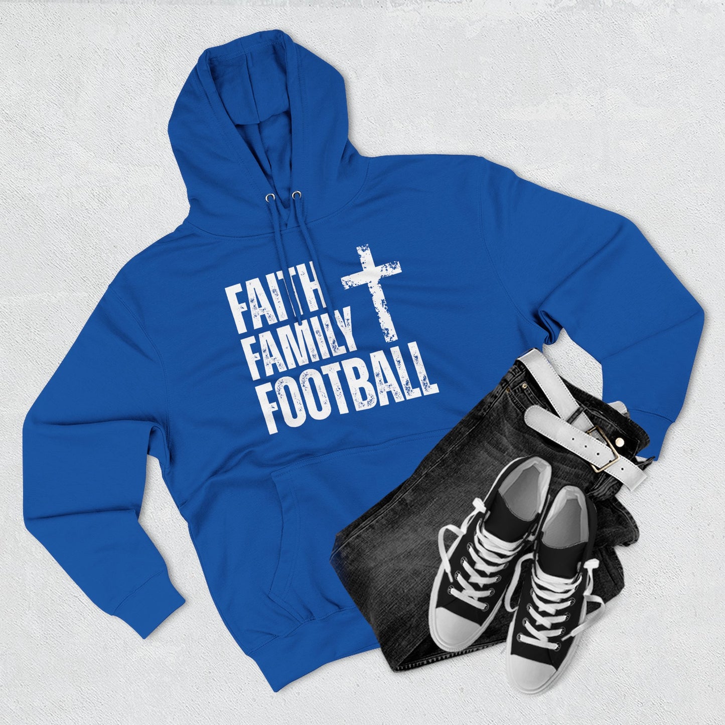 Faith Family Football Hoodie | Christian Fall Sweatshirt