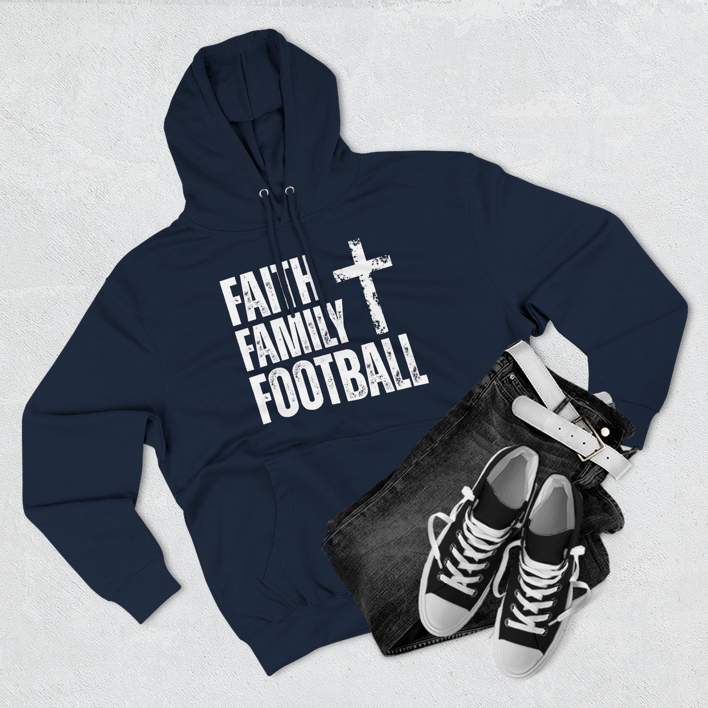 Faith Family Football Hoodie | Christian Fall Sweatshirt