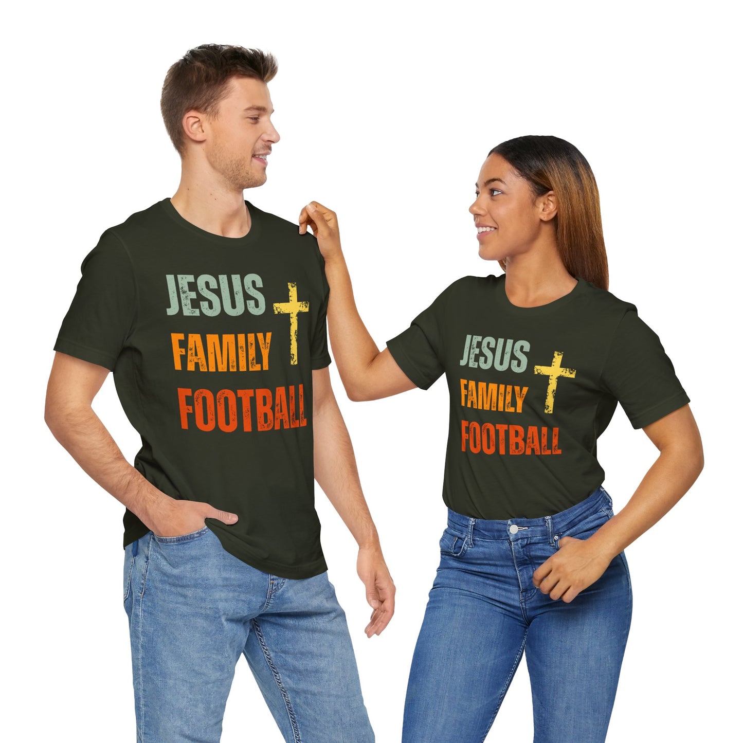 Jesus Family Football - Retro Distressed T-Shirt