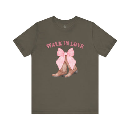 Walk in Love Cowboy Boots T-Shirt, Western Graphic Tee for Women
