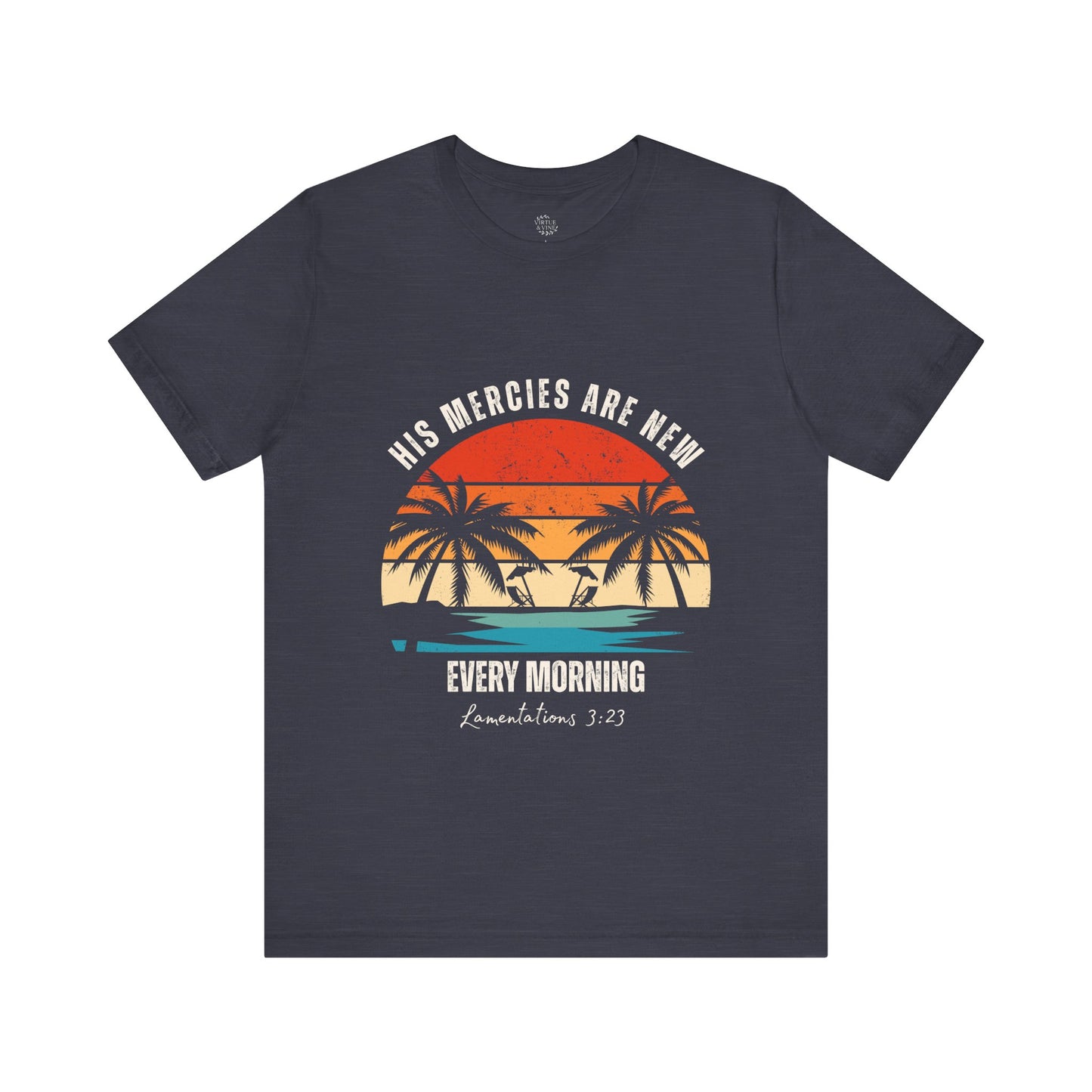His Mercies Are New - Vintage Retro Tropical Sunset T-Shirt