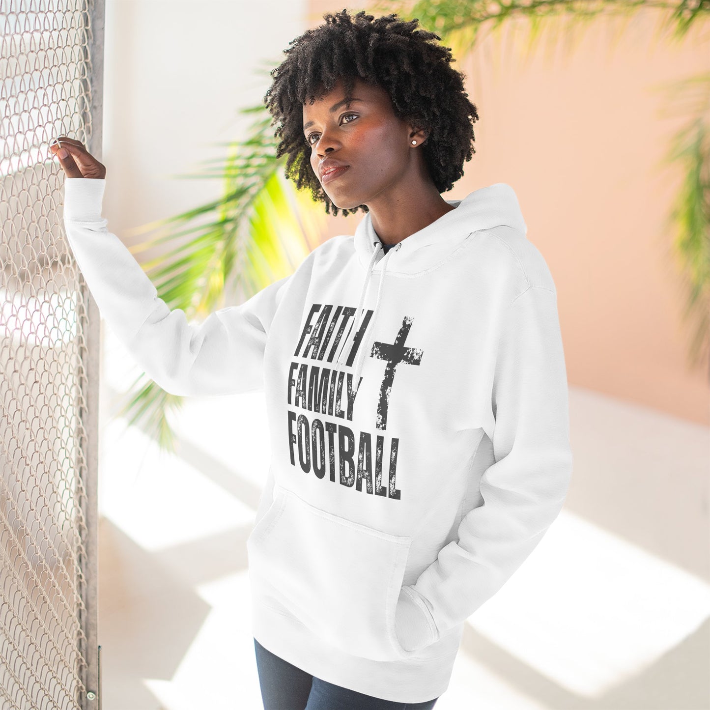 Faith Family Football Hoodie | Christian Fall Sweatshirt