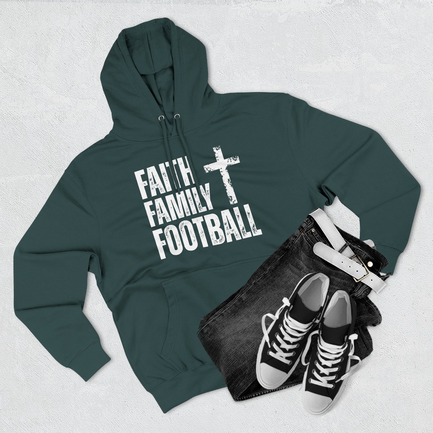 Faith Family Football Hoodie | Christian Fall Sweatshirt