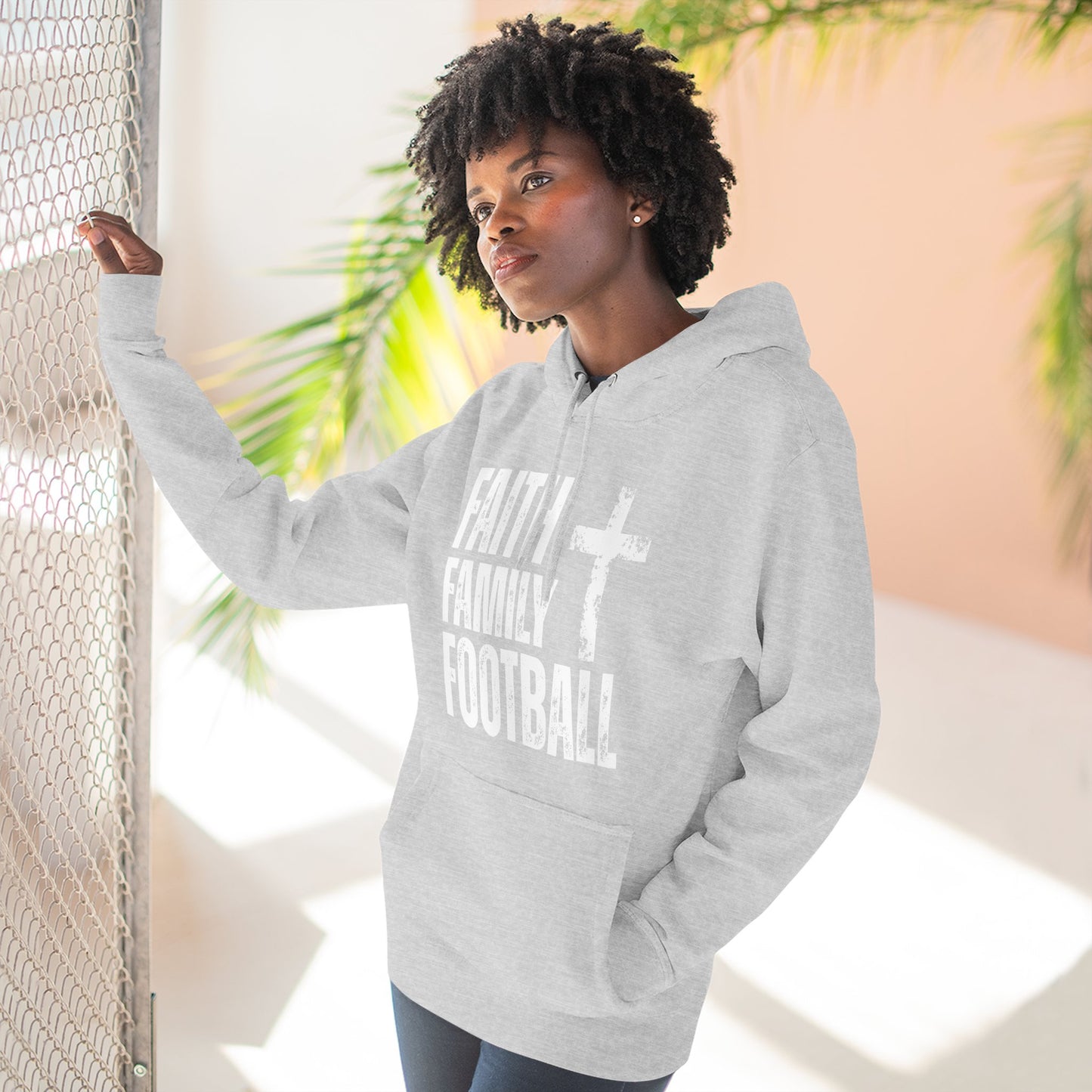 Faith Family Football Hoodie | Christian Fall Sweatshirt