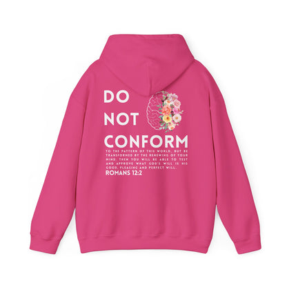 Hoodie Do Not Conform brain with flowers Tee | Romans 12:2 religious sweatshirt