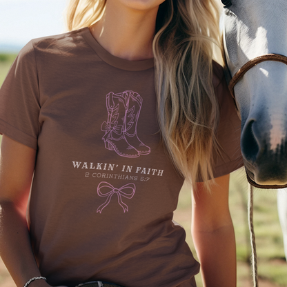 Walkin' in Faith T-shirt | Christian Western Faith-Based Gift, Southern Style, Everyday Comfort