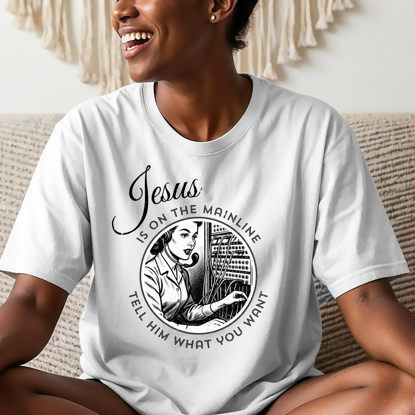 Vintage Gospel Music Shirt, Retro Christian Graphic Tee, 'Jesus Is On the Mainline' Prayer T-Shirt, Pastor Gift