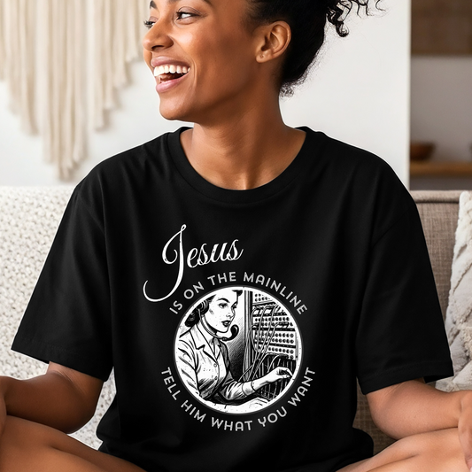 Vintage Gospel Music Shirt, Retro Christian Graphic Tee, 'Jesus Is On the Mainline' Prayer T-Shirt, Pastor Gift