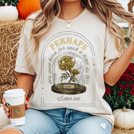 Comfort Colors® October Birth Flower T-Shirt - Esther 4 14  Bible Verse Tee