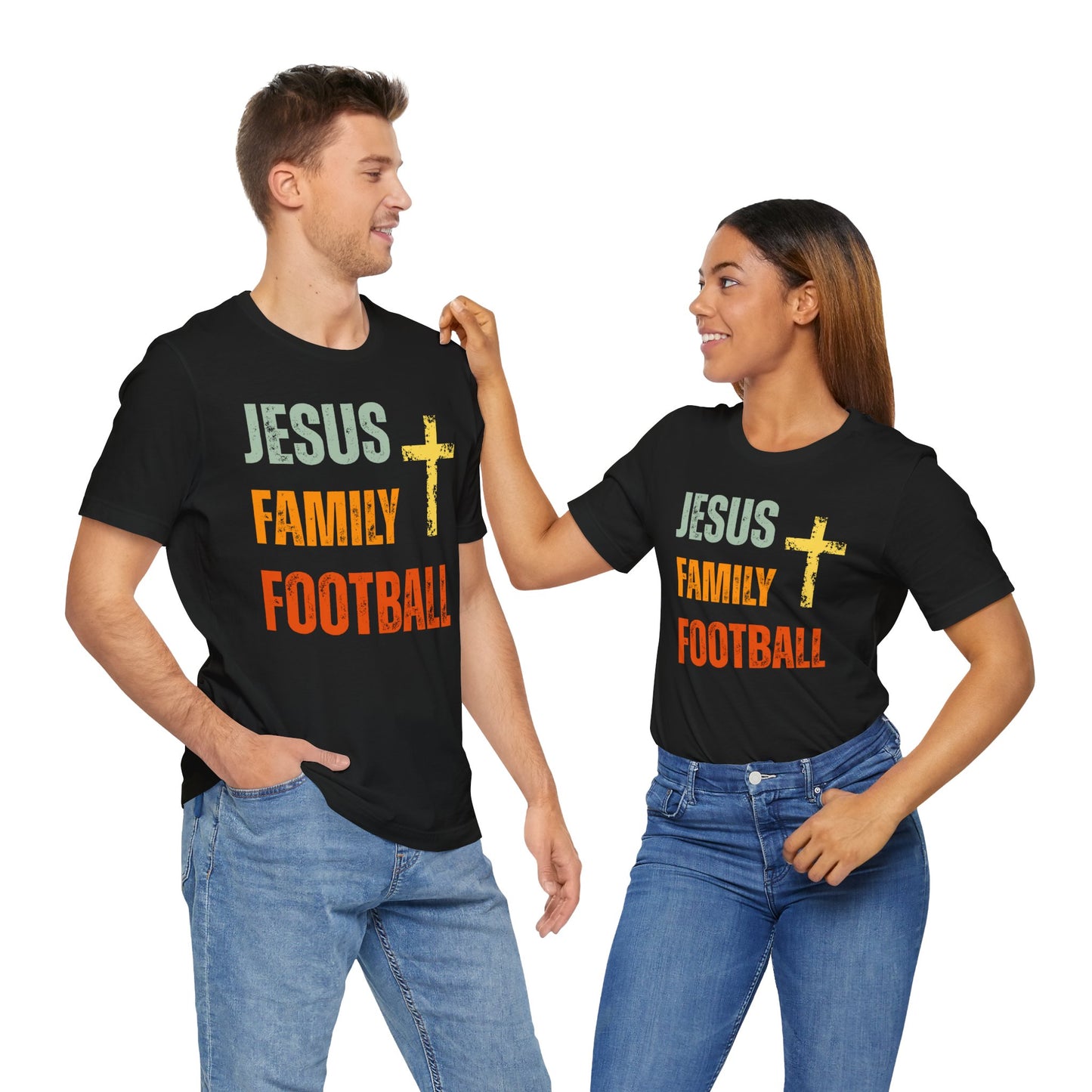 Jesus Family Football - Retro Distressed T-Shirt