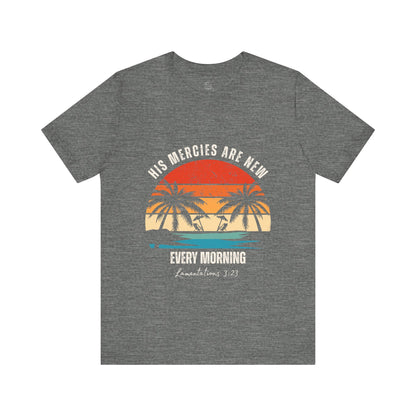 His Mercies Are New - Vintage Retro Tropical Sunset T-Shirt