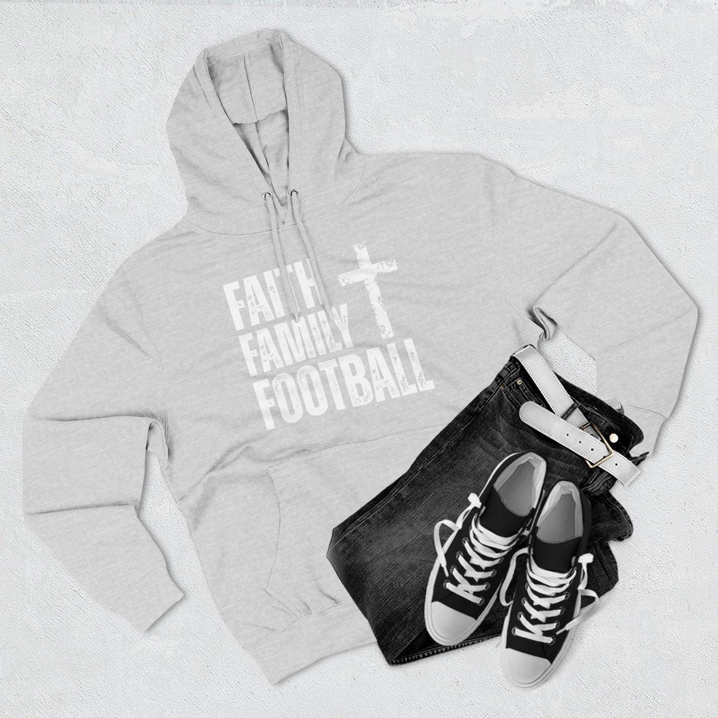 Faith Family Football Hoodie | Christian Fall Sweatshirt
