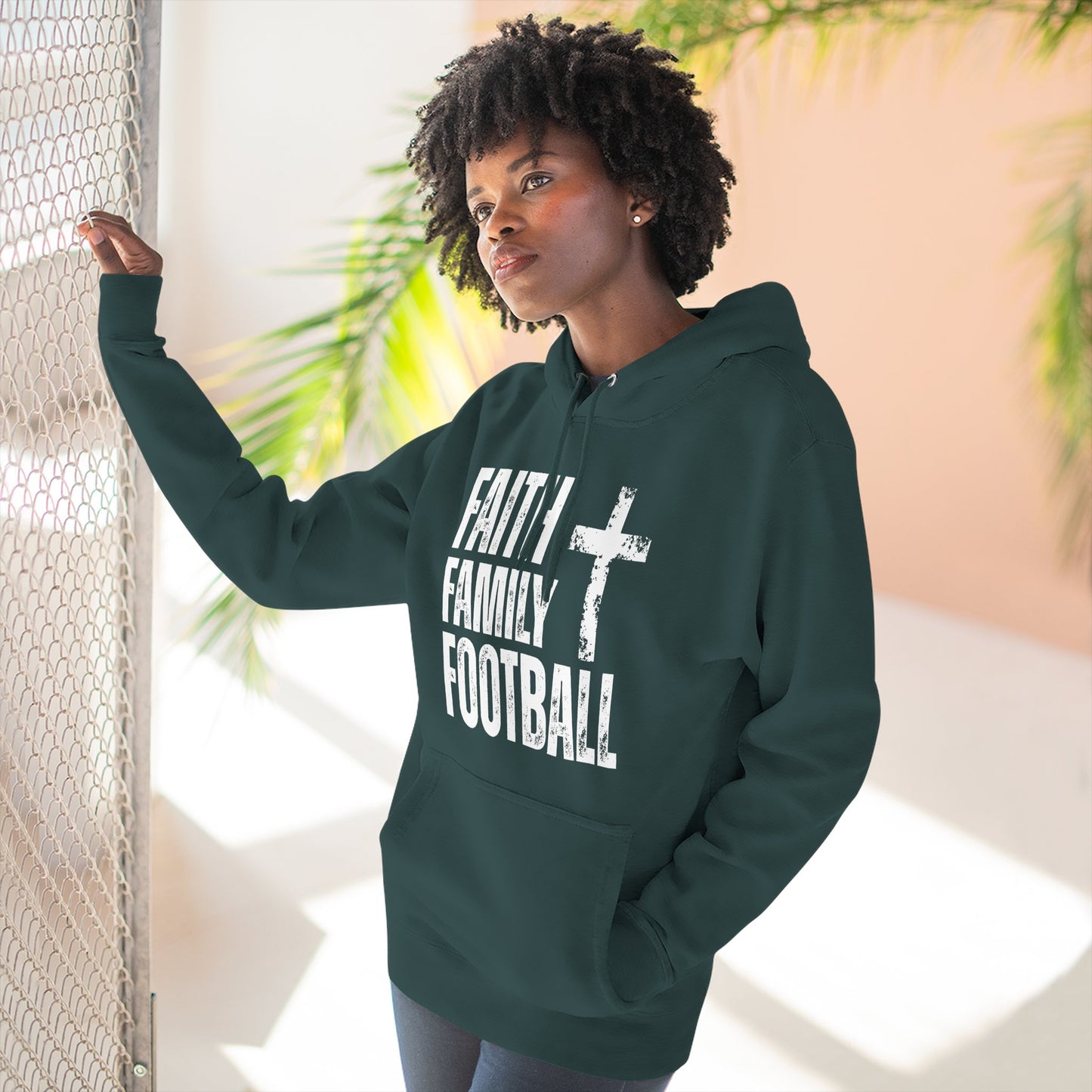 Faith Family Football Hoodie | Christian Fall Sweatshirt