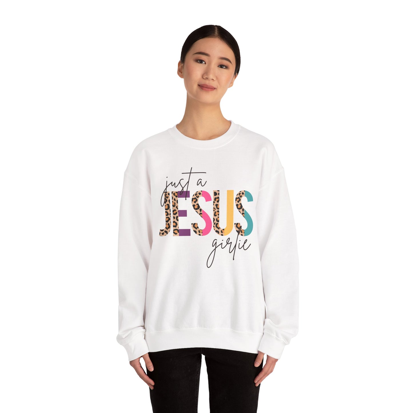 Just a Jesus Girlie Shirt, Christian Sweatshirt for Women & Girls, Faith Tee, Leopard Print Bible Verse Top, Psalm 139:14