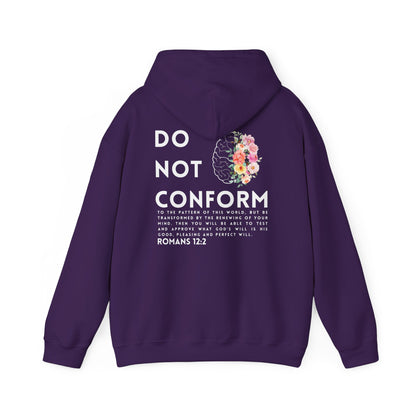 Hoodie Do Not Conform brain with flowers Tee | Romans 12:2 religious sweatshirt
