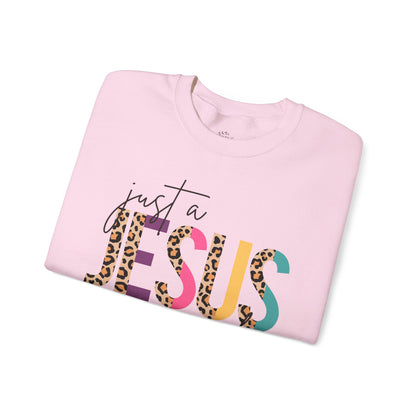Just a Jesus Girlie Shirt, Christian Sweatshirt for Women & Girls, Faith Tee, Leopard Print Bible Verse Top, Psalm 139:14