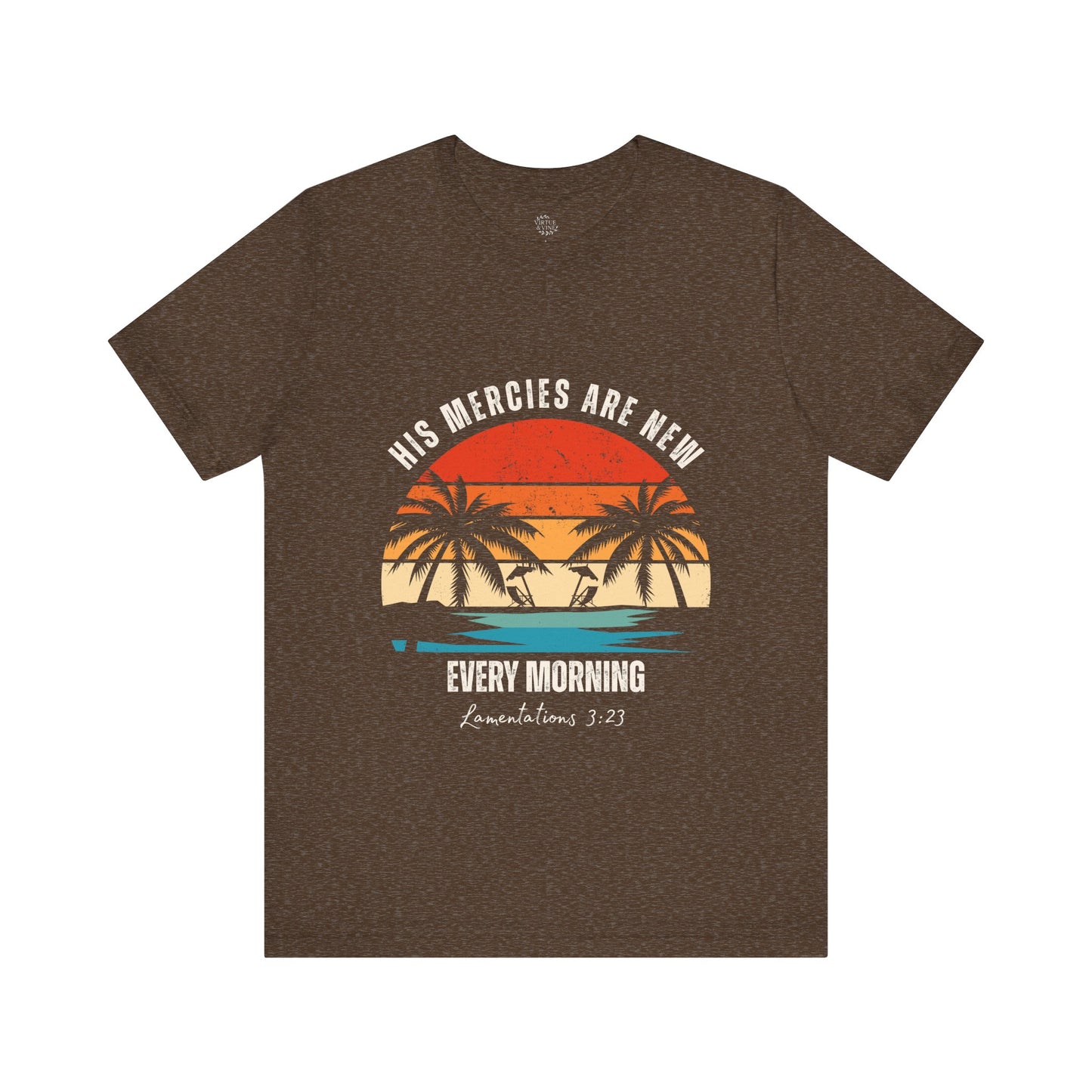His Mercies Are New - Vintage Retro Tropical Sunset T-Shirt
