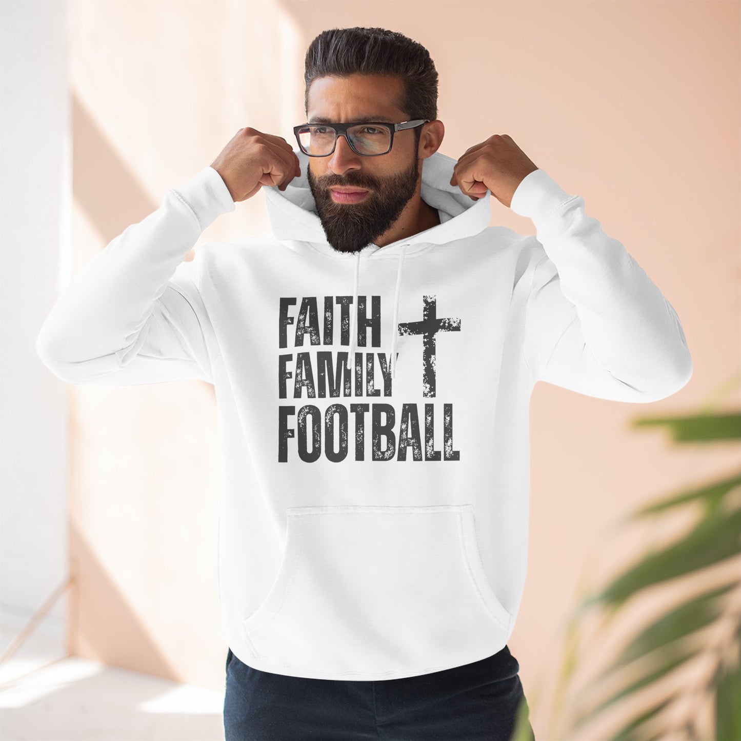 Faith Family Football Hoodie | Christian Fall Sweatshirt
