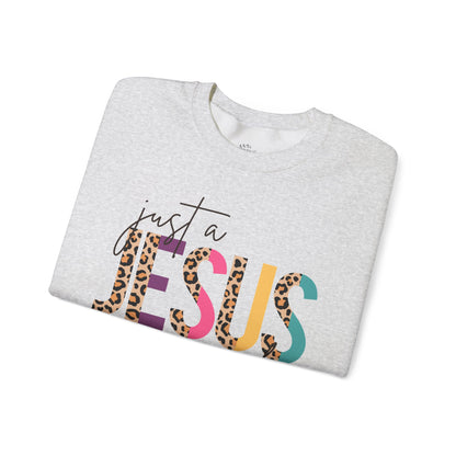 Just a Jesus Girlie Shirt, Christian Sweatshirt for Women & Girls, Faith Tee, Leopard Print Bible Verse Top, Psalm 139:14