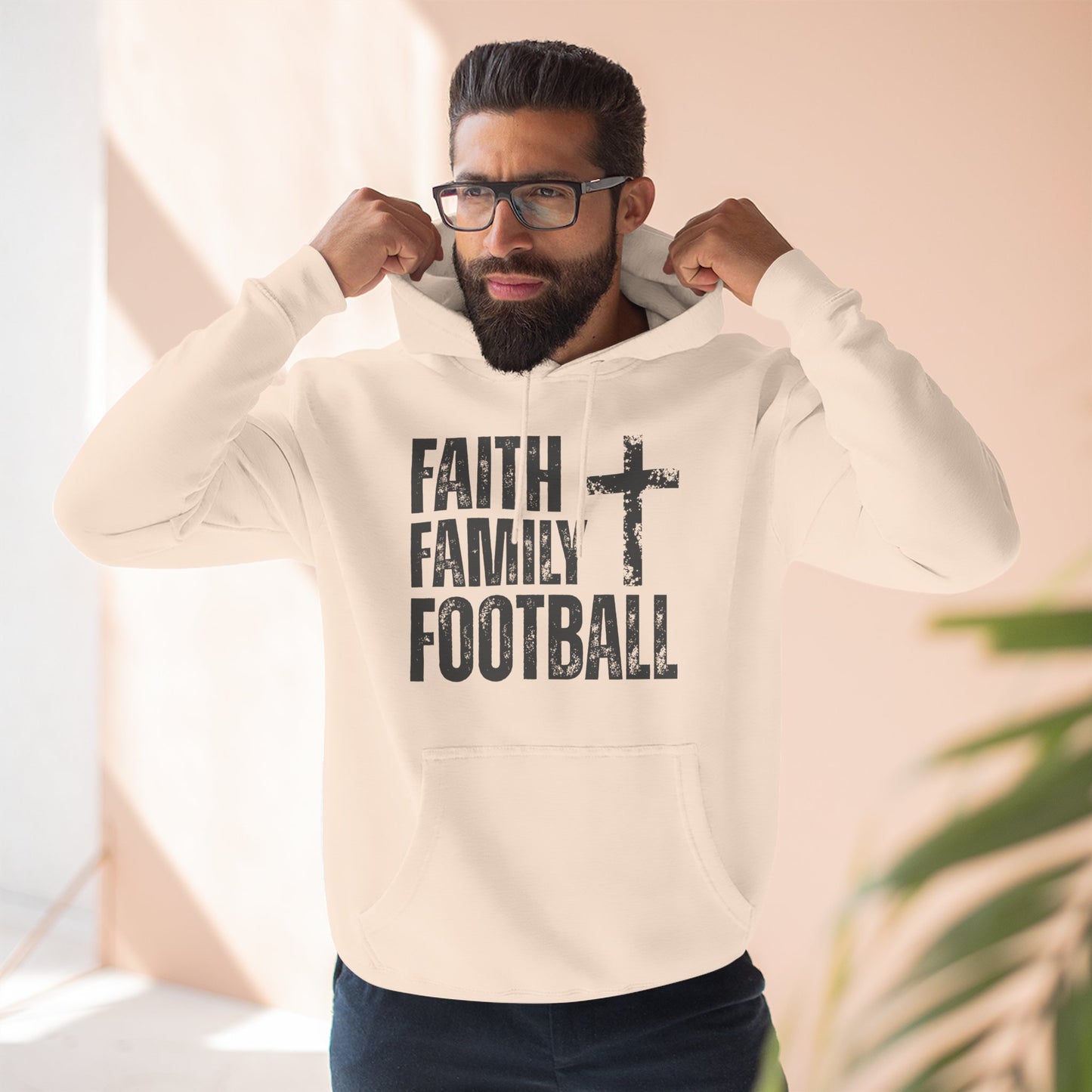Faith Family Football Hoodie | Christian Fall Sweatshirt