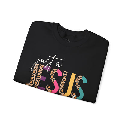 Just a Jesus Girlie Shirt, Christian Sweatshirt for Women & Girls, Faith Tee, Leopard Print Bible Verse Top, Psalm 139:14