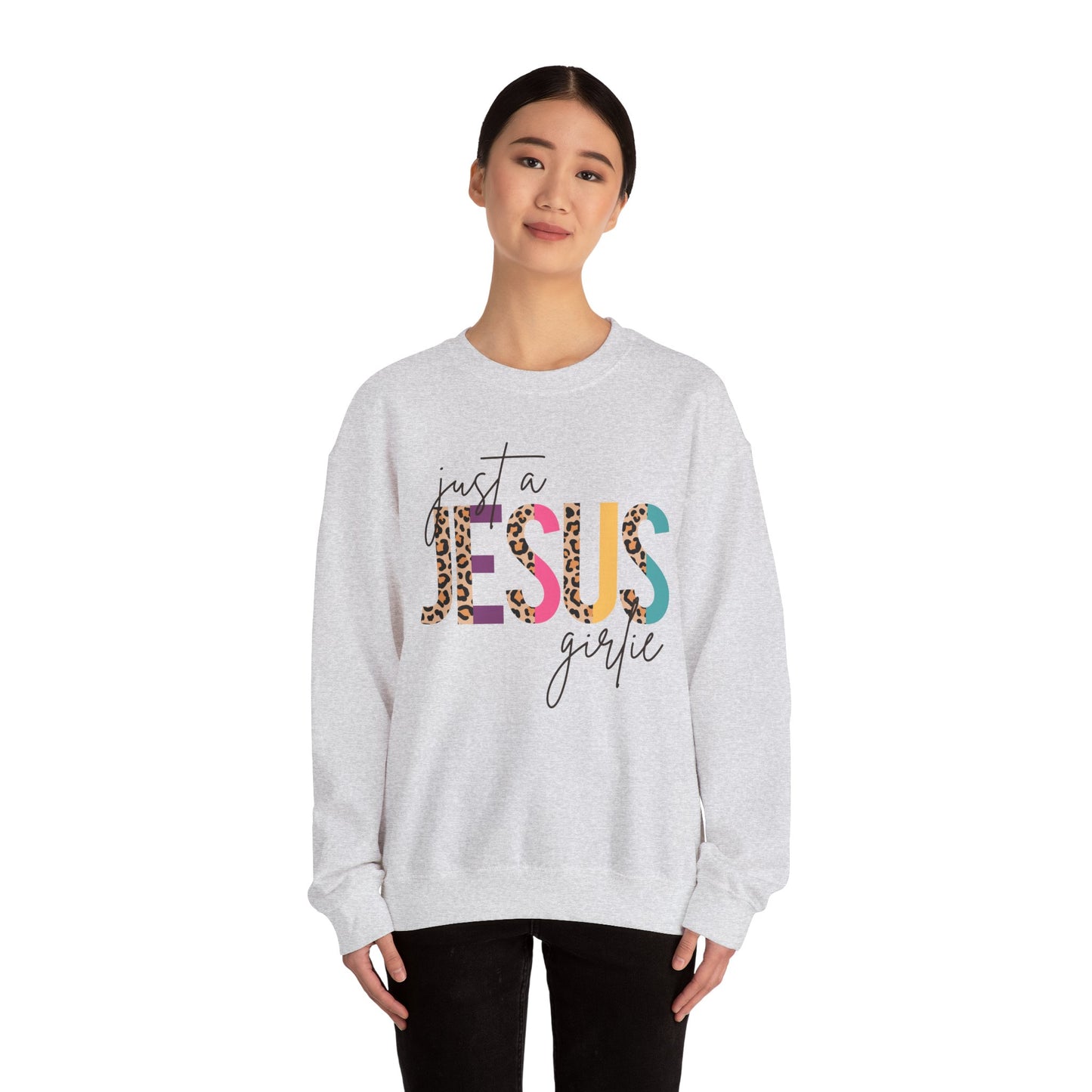 Just a Jesus Girlie Shirt, Christian Sweatshirt for Women & Girls, Faith Tee, Leopard Print Bible Verse Top, Psalm 139:14